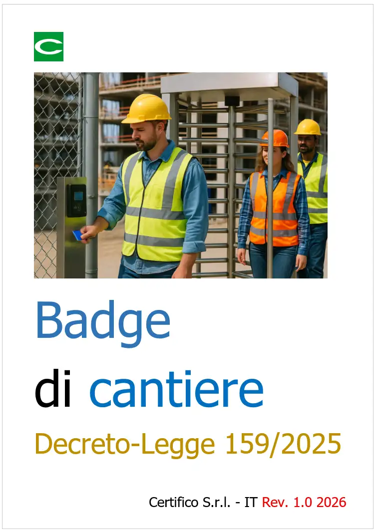 Badge di cantiere / Decreto-Legge 159/2025 - 2026 Badge di cantiere / Decreto-Legge 159/2025 - 2026